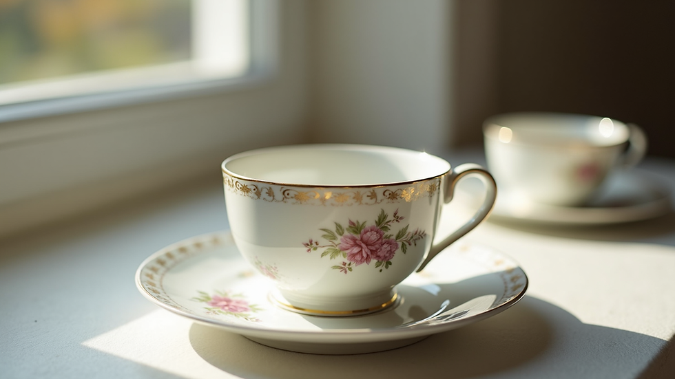 Vue rapprochée d’une assiette en porcelaine ancienne de Limoges avec un décor floral délicat