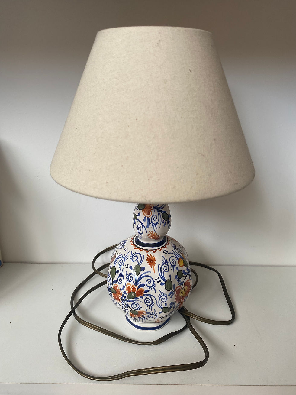 Lampe à poser en faience type "Renoleau"