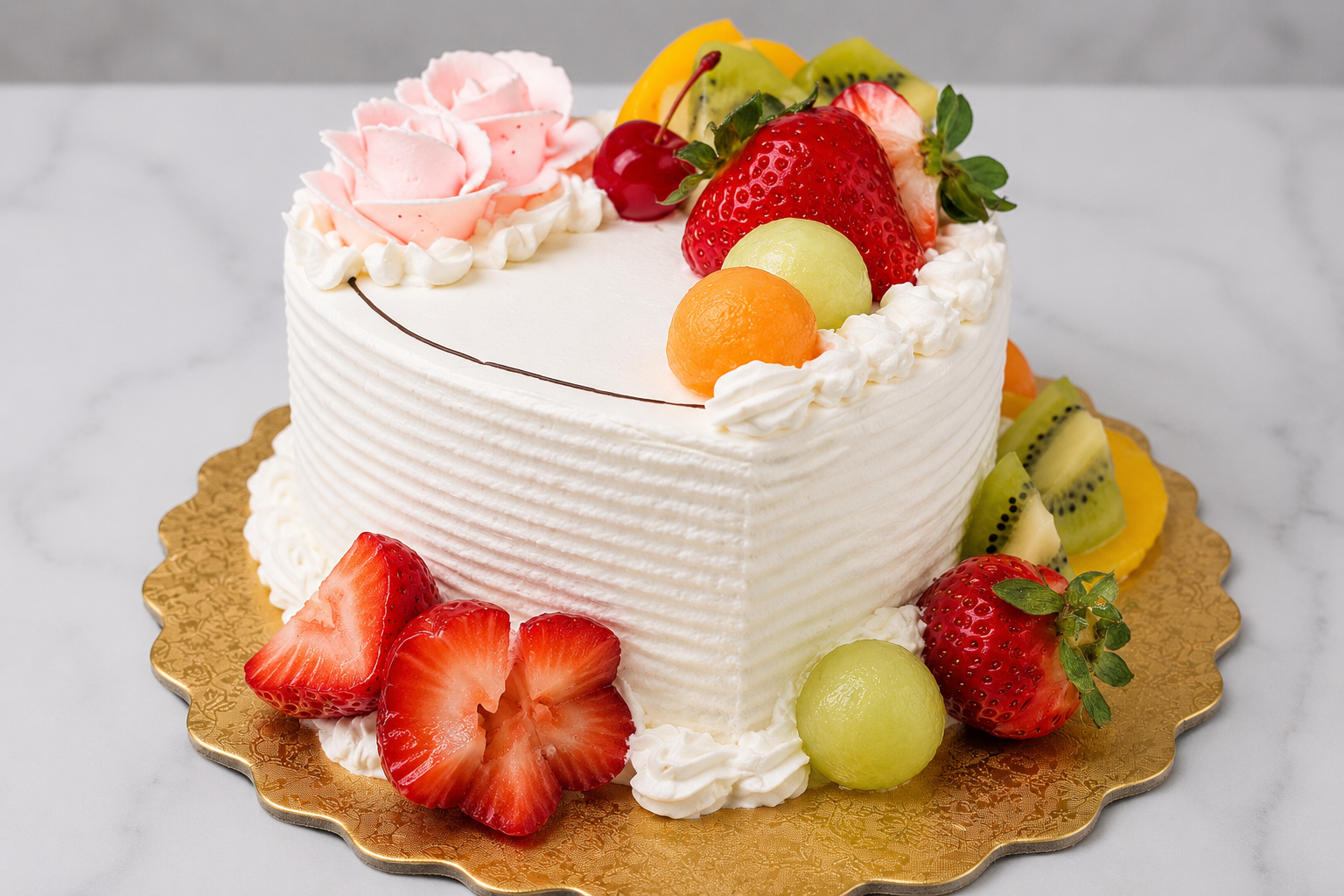 120. Maxim's Bakery-Elegant Fresh Fruit Celebration Cake (6" for 8 - 10 guests)