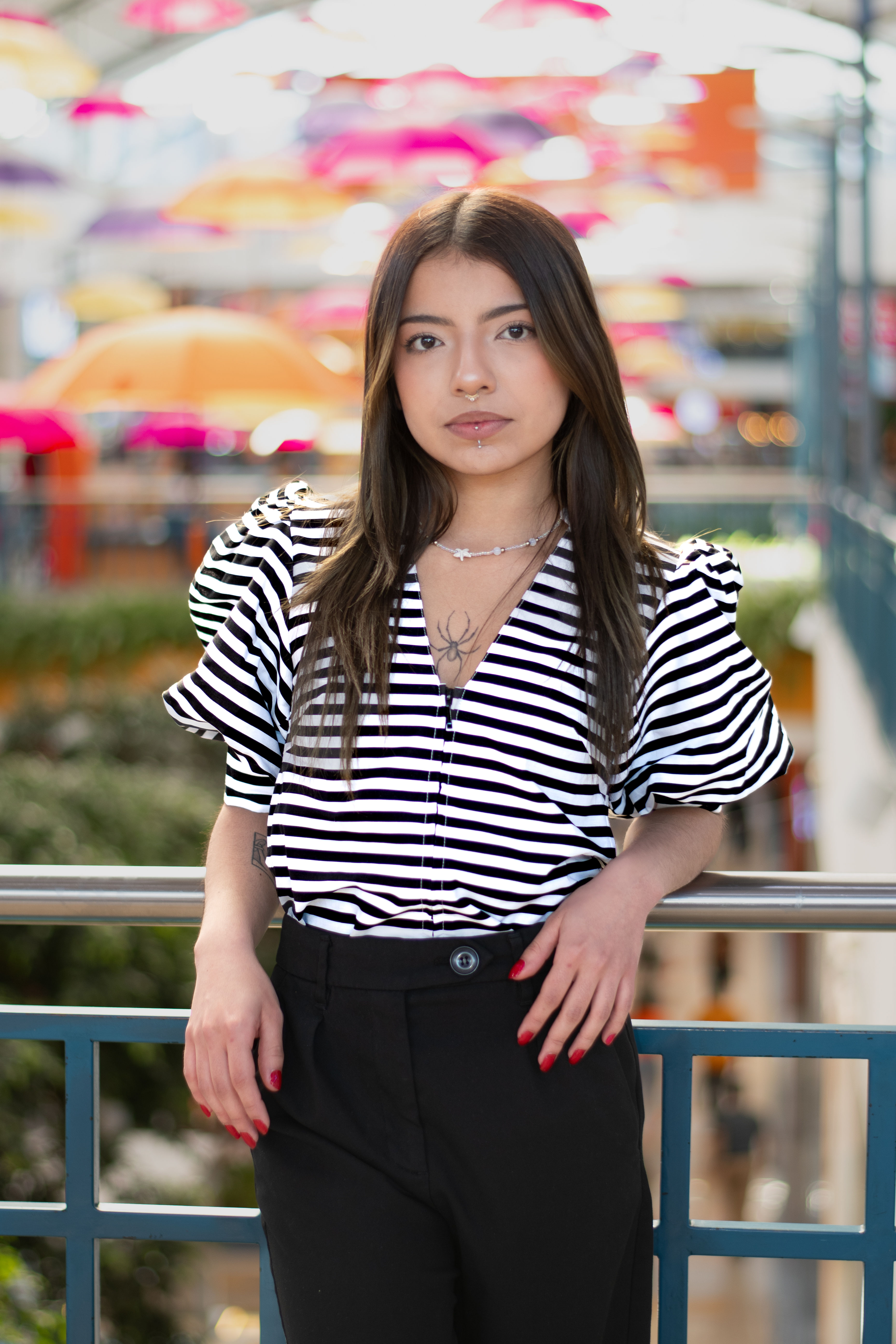 Black & White Striped Puff Sleeve Blouse