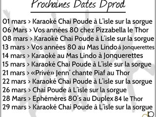 Nos Prochaines dates