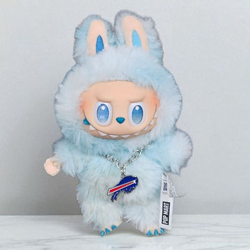 labubu with Buffalo Bills necklace