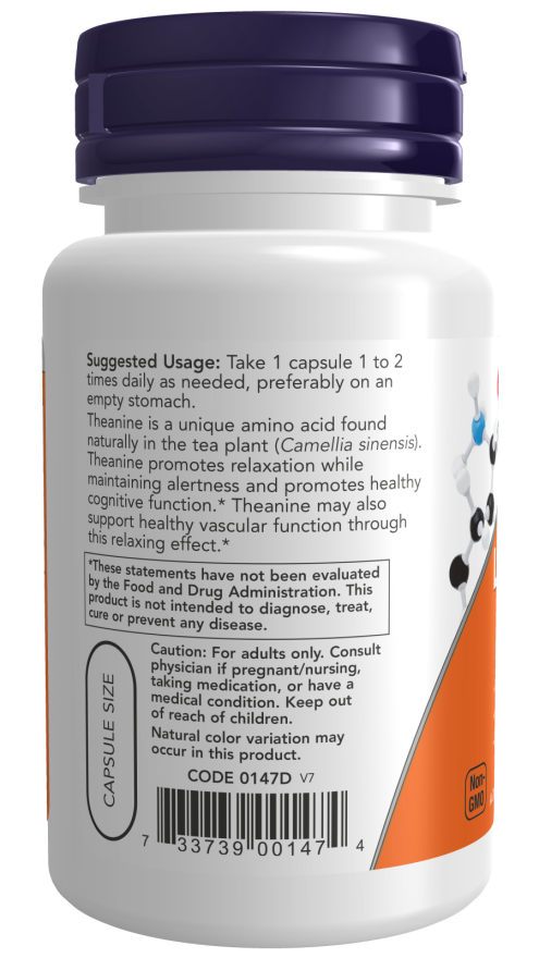 Thumbnail: L-Theanine, Double Strength 200 mg Veg Capsules