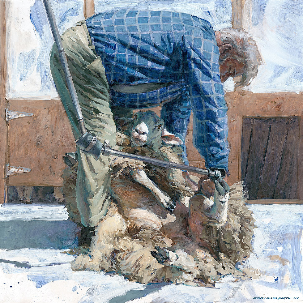 An allegory and parody for western life (from the perspective of a sheep). The door behind holds the new souls waiting to be born onto the stage of life, The sheep represents a person as a cog within the machine - a commodity, bought and sold. Once we are used up, we are stuffed down the shoot on the right - into an unknown oblivion.