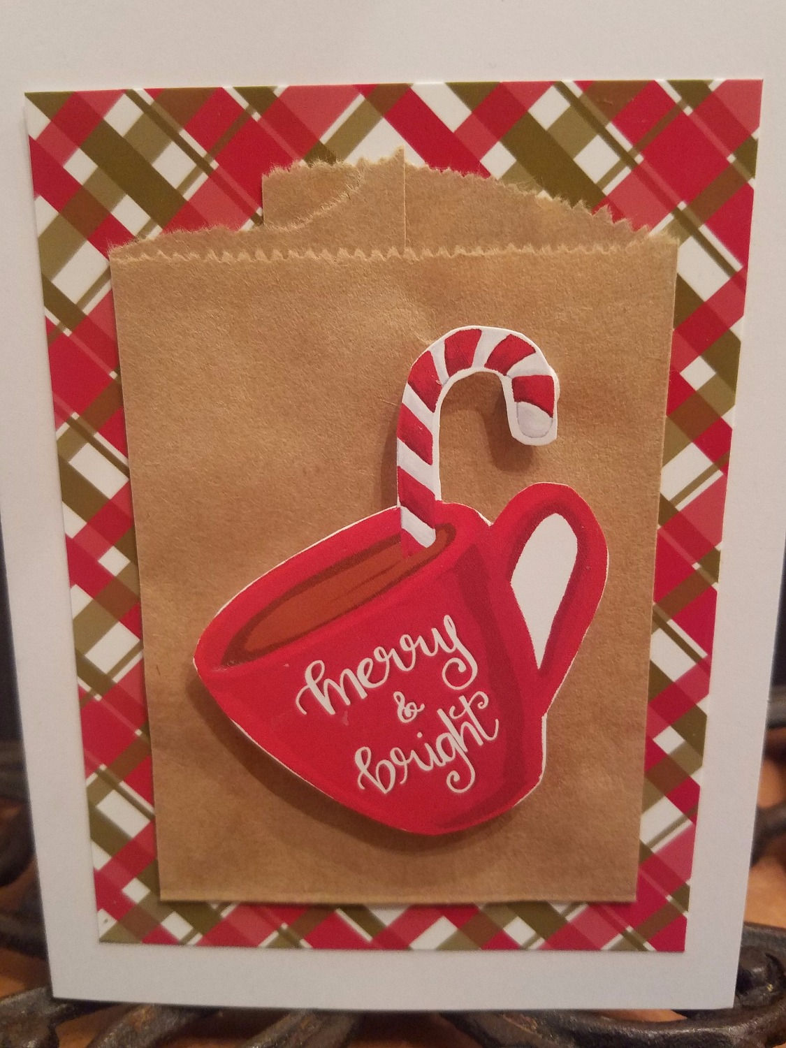Gift Card Christmas with Merry Bright Candy Cane Pop Up