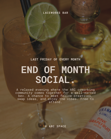 End of month social for relaxed creative networking at Laceworks