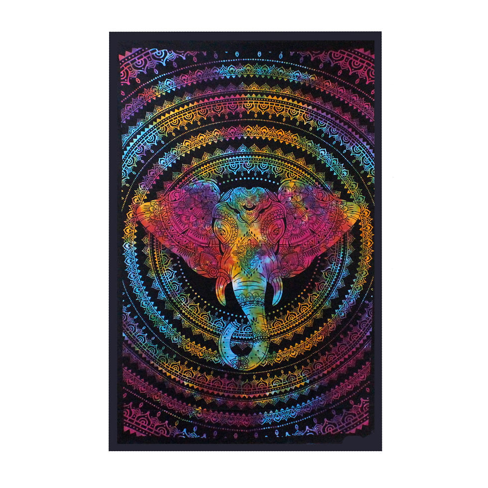 Single Cotton Bedspread + Wall Hanging -  Elephant Head