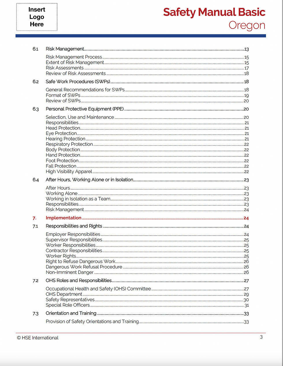 Miniature : Oregon Safety Manual Basic Binder Pack