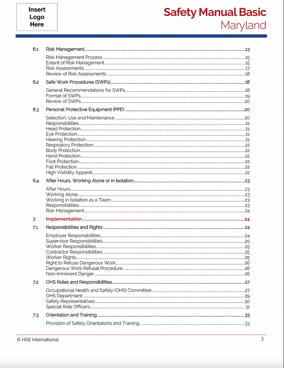 Miniature : Maryland Safety Manual Basic Binder Pack