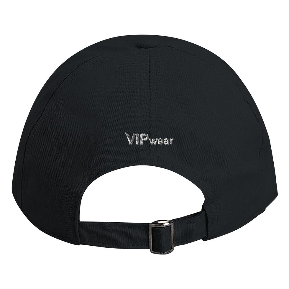 Thumbnail: Back of black cap with V I P wear embroidered above the ponytail hole
