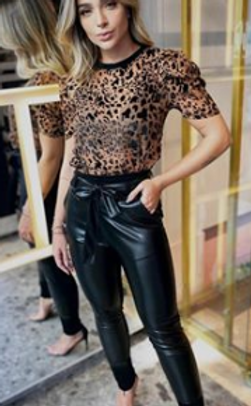 Conjunto couro-Animal Print