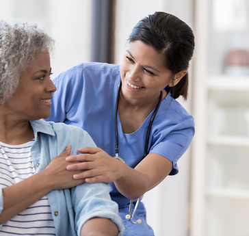 Happy nurse caring for a happy patient
