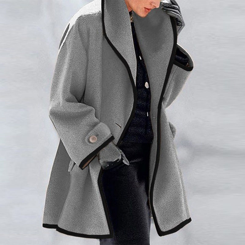 Thumbnail: 2021 Women Retro Single Button Solid Long Cardigan Jackets 