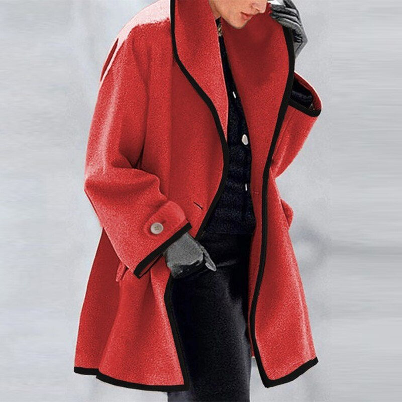 Thumbnail: 2021 Women Retro Single Button Solid Long Cardigan Jackets 