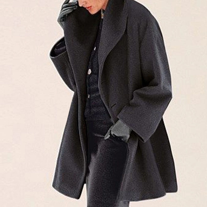 Thumbnail: 2021 Women Retro Single Button Solid Long Cardigan Jackets 