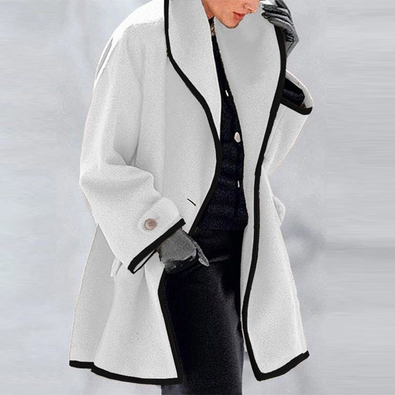 Thumbnail: 2021 Women Retro Single Button Solid Long Cardigan Jackets 