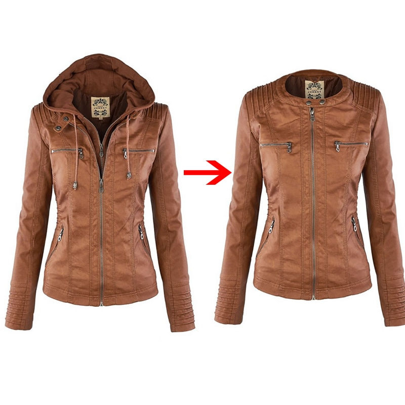 Thumbnail: Faux Leather Jacket Women 
