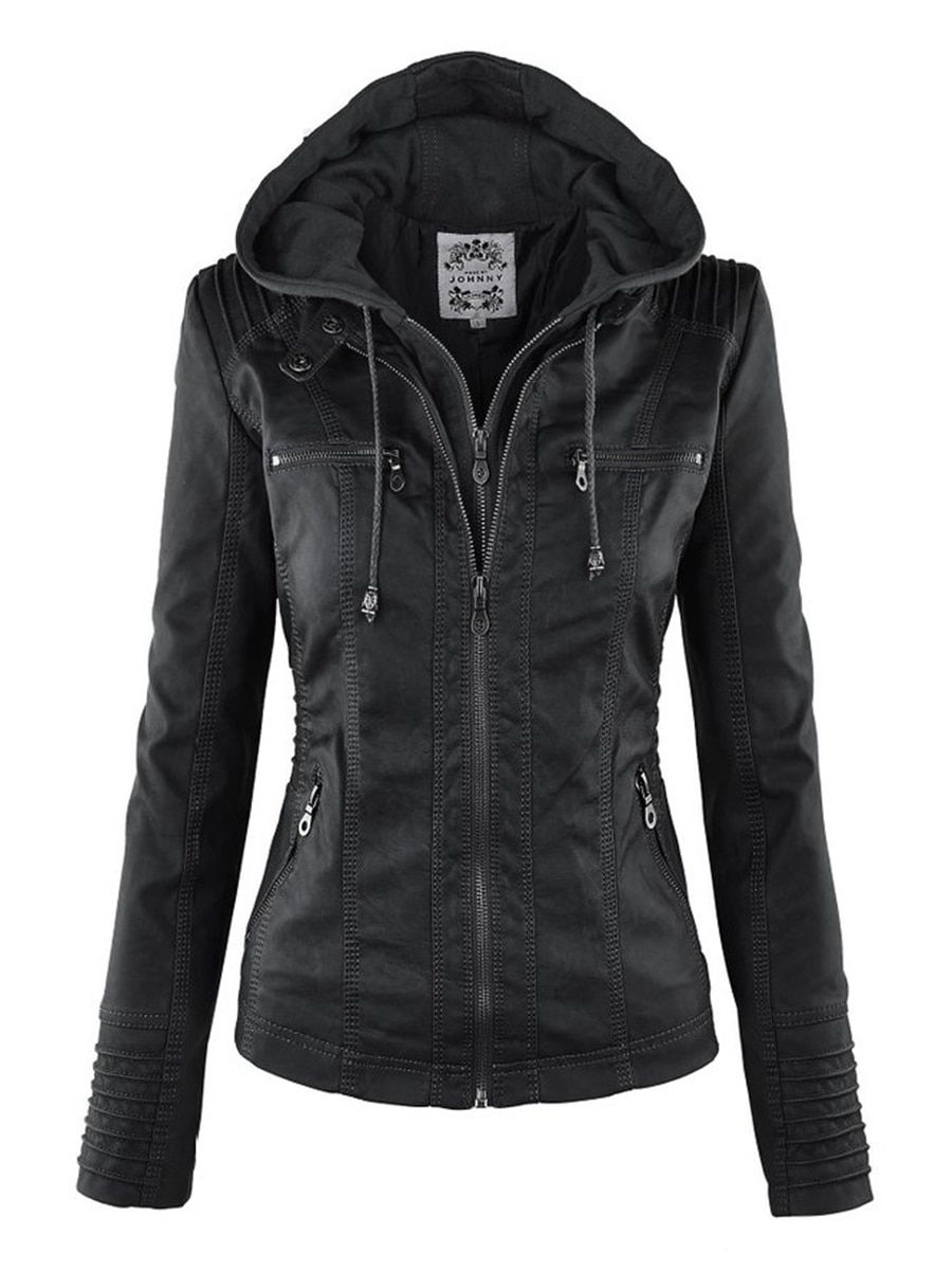 Thumbnail: Faux Leather Jacket Women 