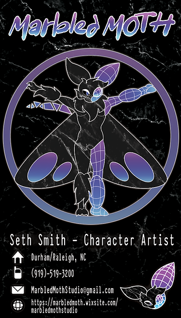 Marbled Moth Studio business card (Vitruvian Moth)