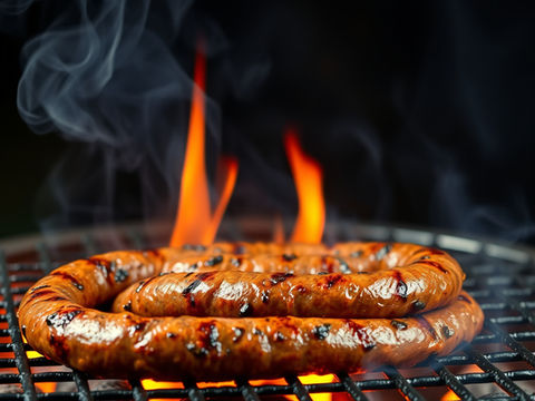 Boerewors cooking on braai grill Utrecht Butcher