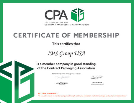 IMS Group USA Joins CPA, The Association for Contract Packagers and Manufacturers