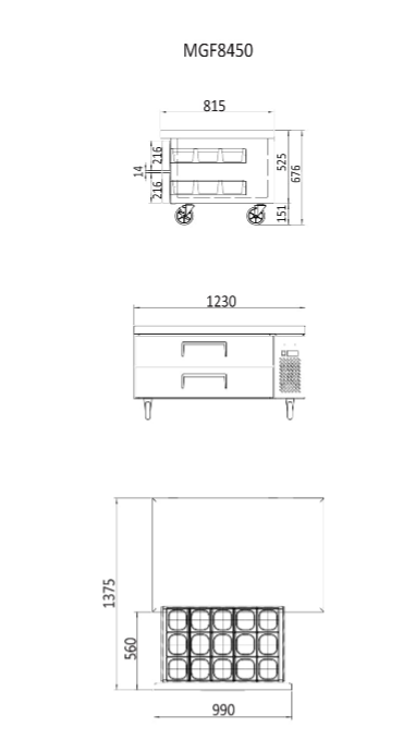 Thumbnail: ATOSA CHEF BASE 2 DRAWERS 1230 MM FRIDGE MGF8450