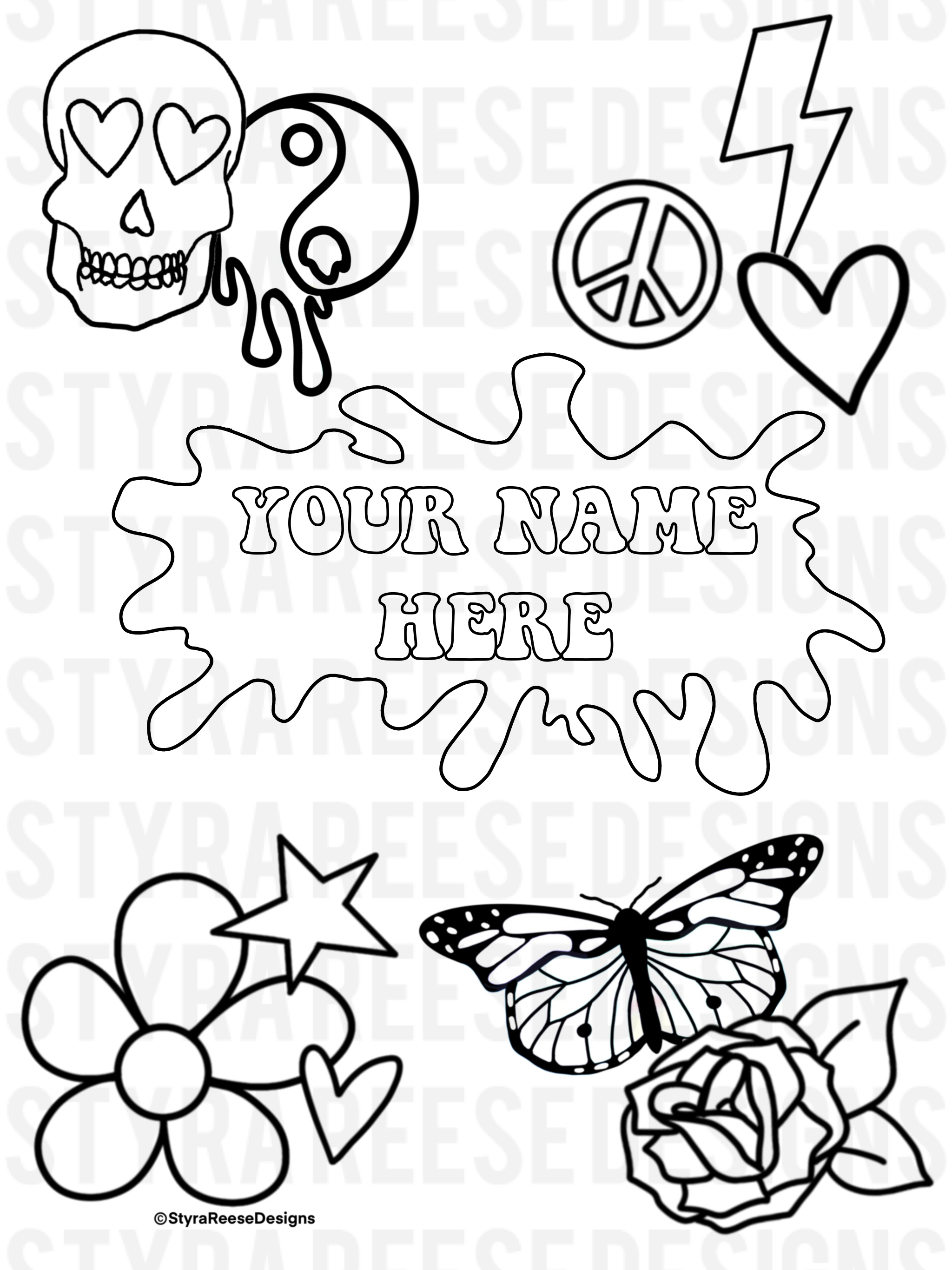 personalized flower pop coloring sheet