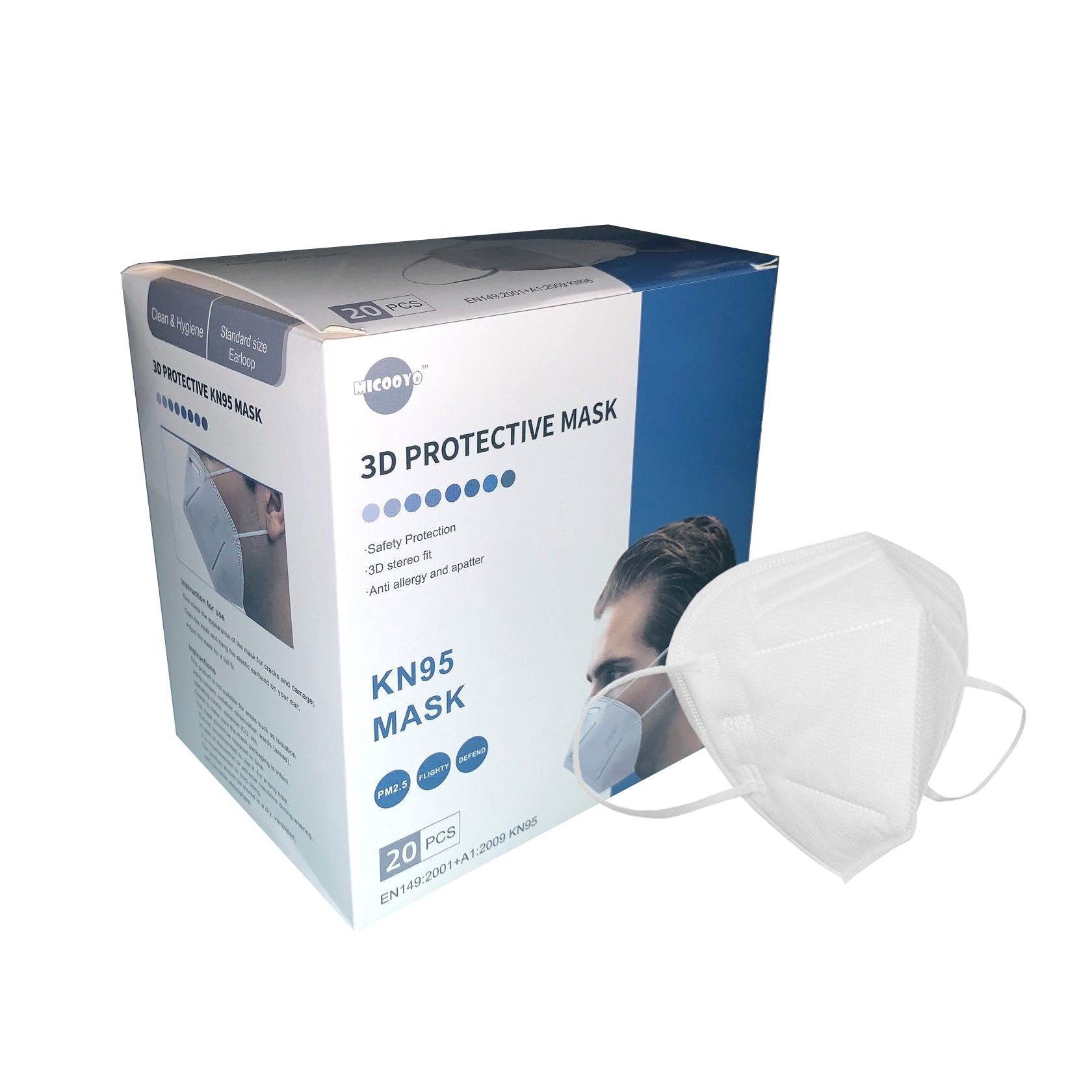 1 Box / 20-Pack - MICOOYO KN95 Protective Mask