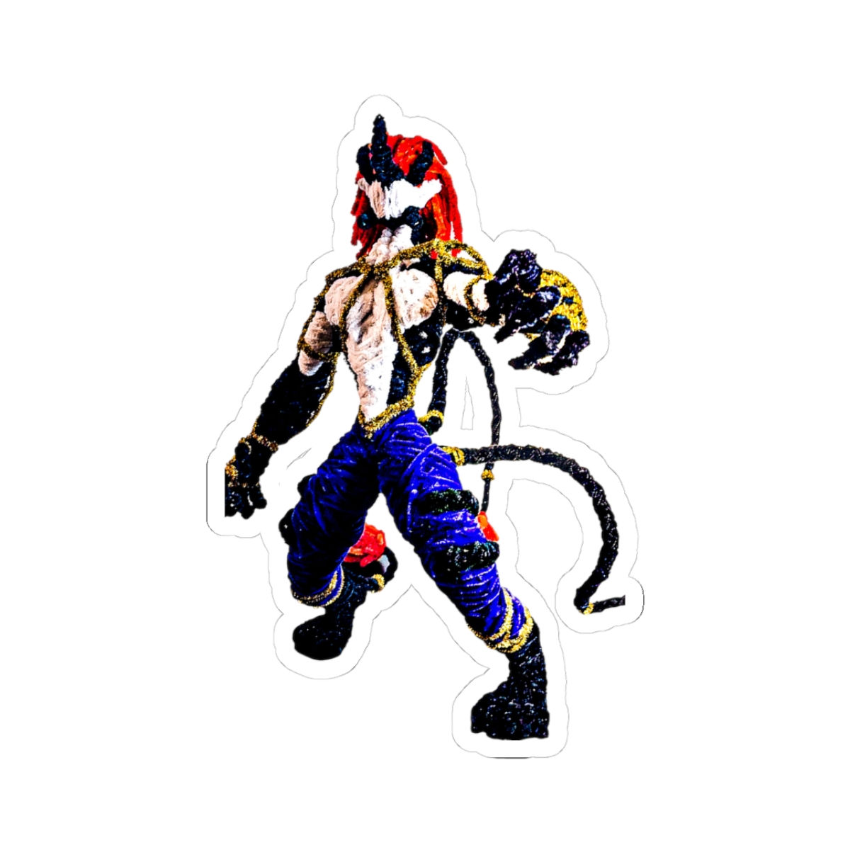 Demonic Fighter Kiss-Cut Sticker — Anime Warrior Laptop Decal