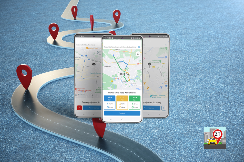 Wycena kursu taxi za pomocą aplikacji mobilnej Zamiast Taksometru