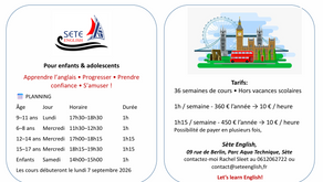  Cours d'anglais enfant et adolescent: 2026-2027