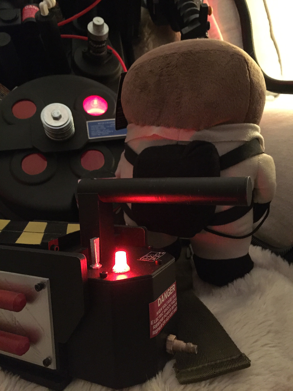 Ghostbusters proton pack and trap cosplay.