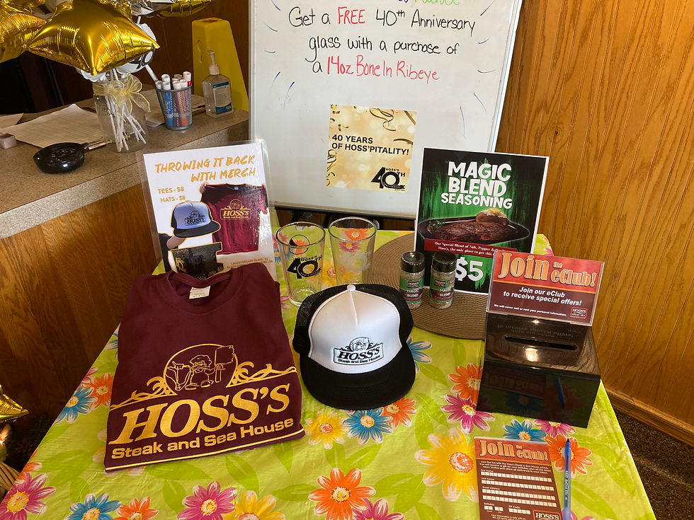 Hoss's Steak and Sea House t-shirt and trucker hat