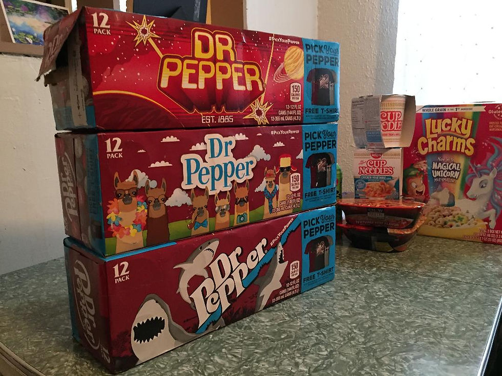 Dr Pepper t-shirt promo boxes.