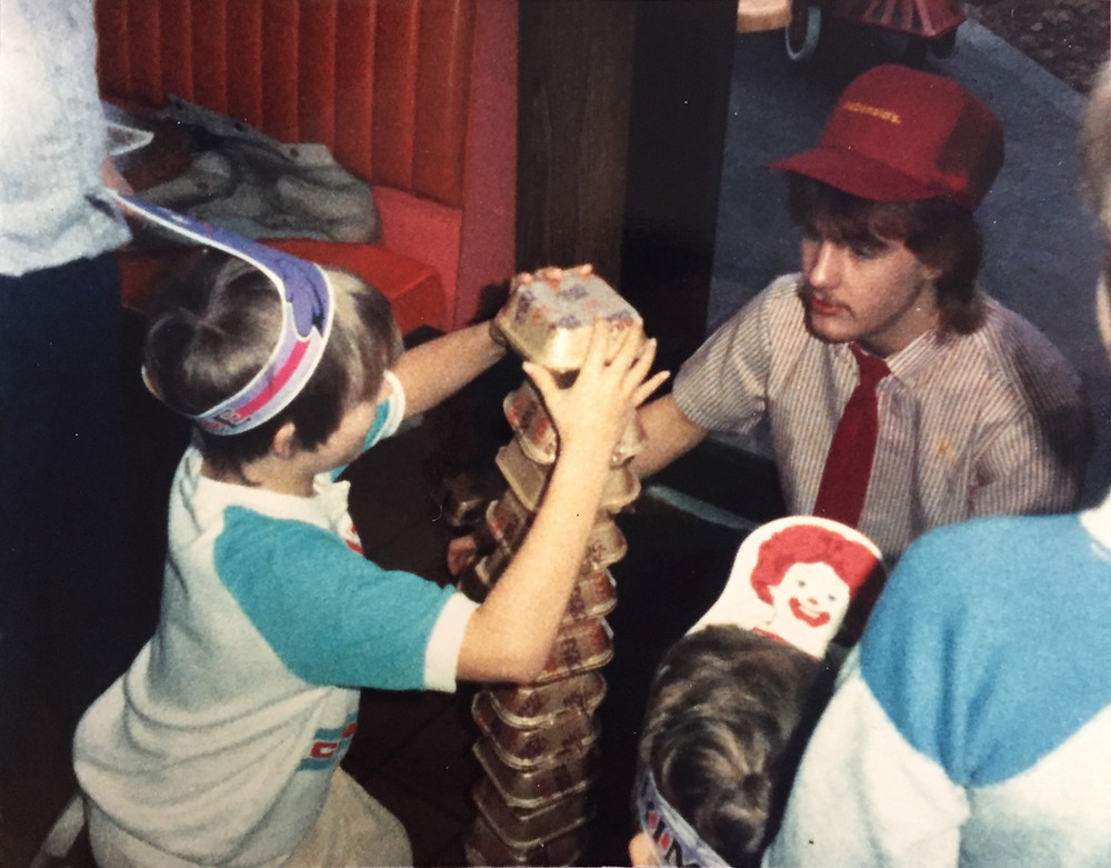 Vintage '80s McDonald's birthday party. Styrofoam Big Mac McDonald's boxes.