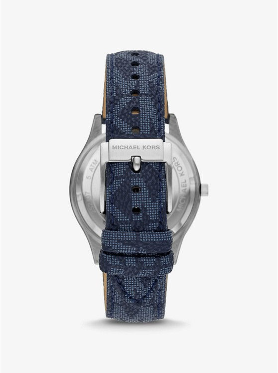 Thumbnail: MICHAEL KORS Oversized Slim Runway Logo and Silver-Tone Watch