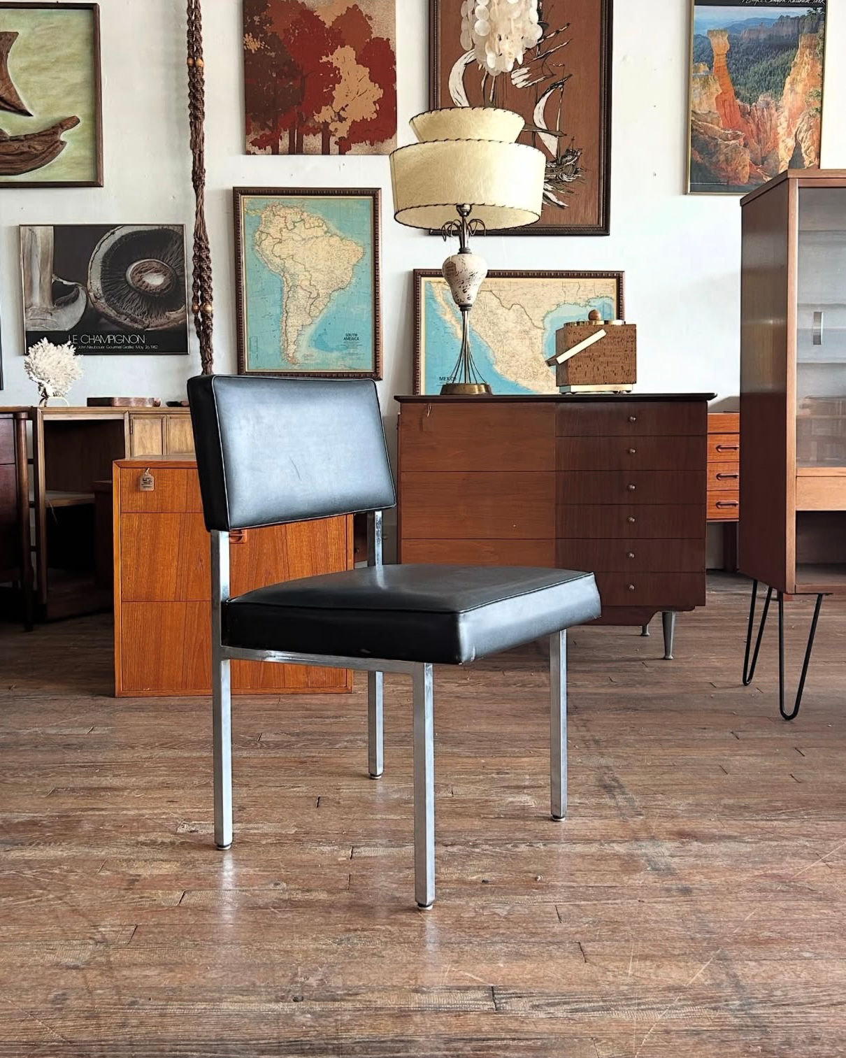 Vintage Vinyl & Chrome Desk Chair