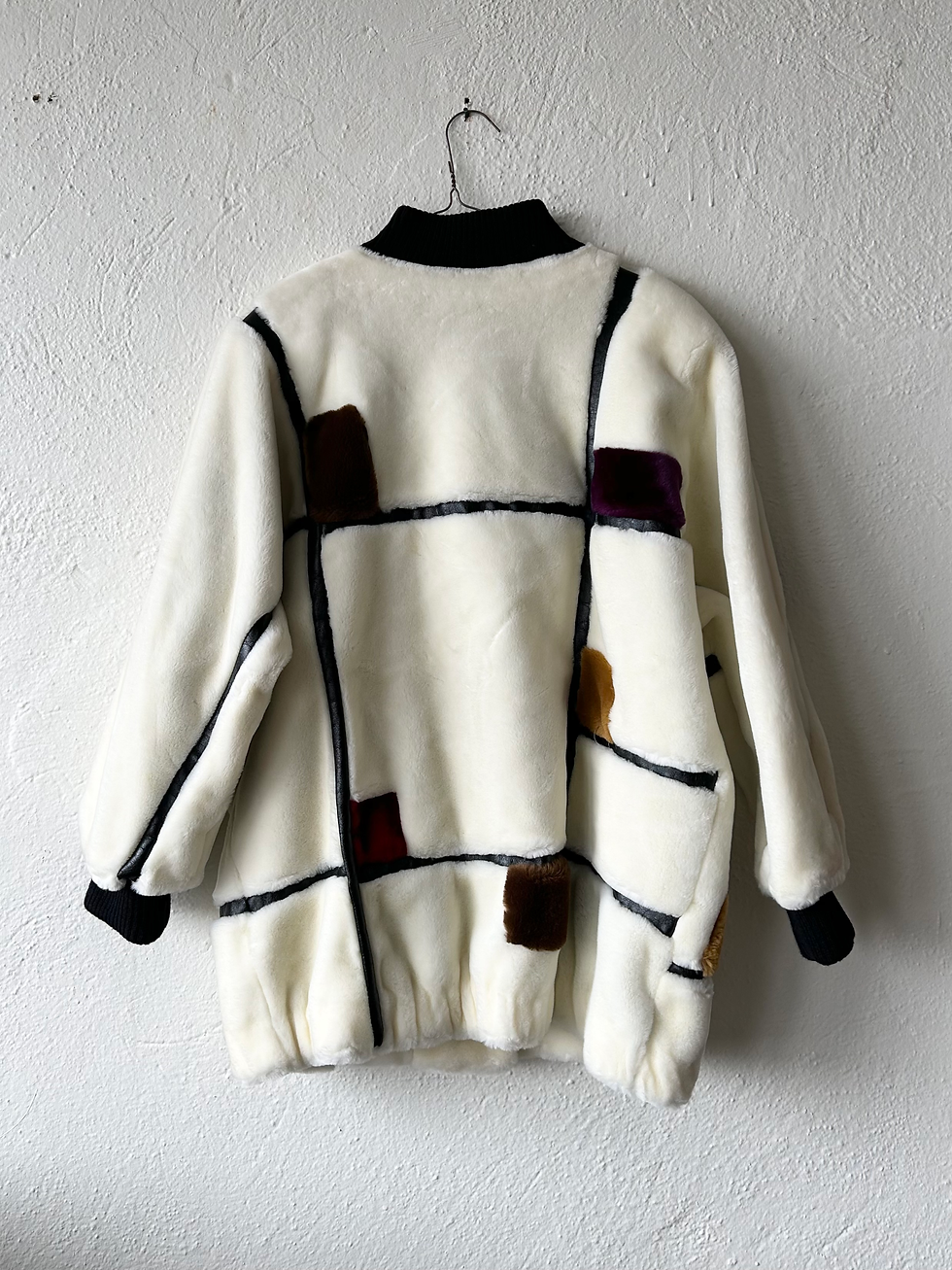Thumbnail: Vintage Mondrian Block Fur Coat