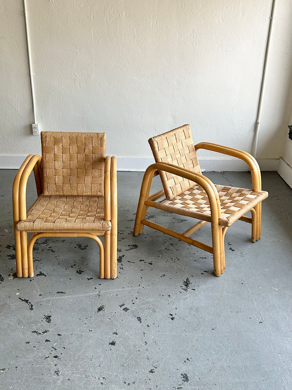 Thumbnail: Set of 2 Vintage Bamboo Lounge Chairs