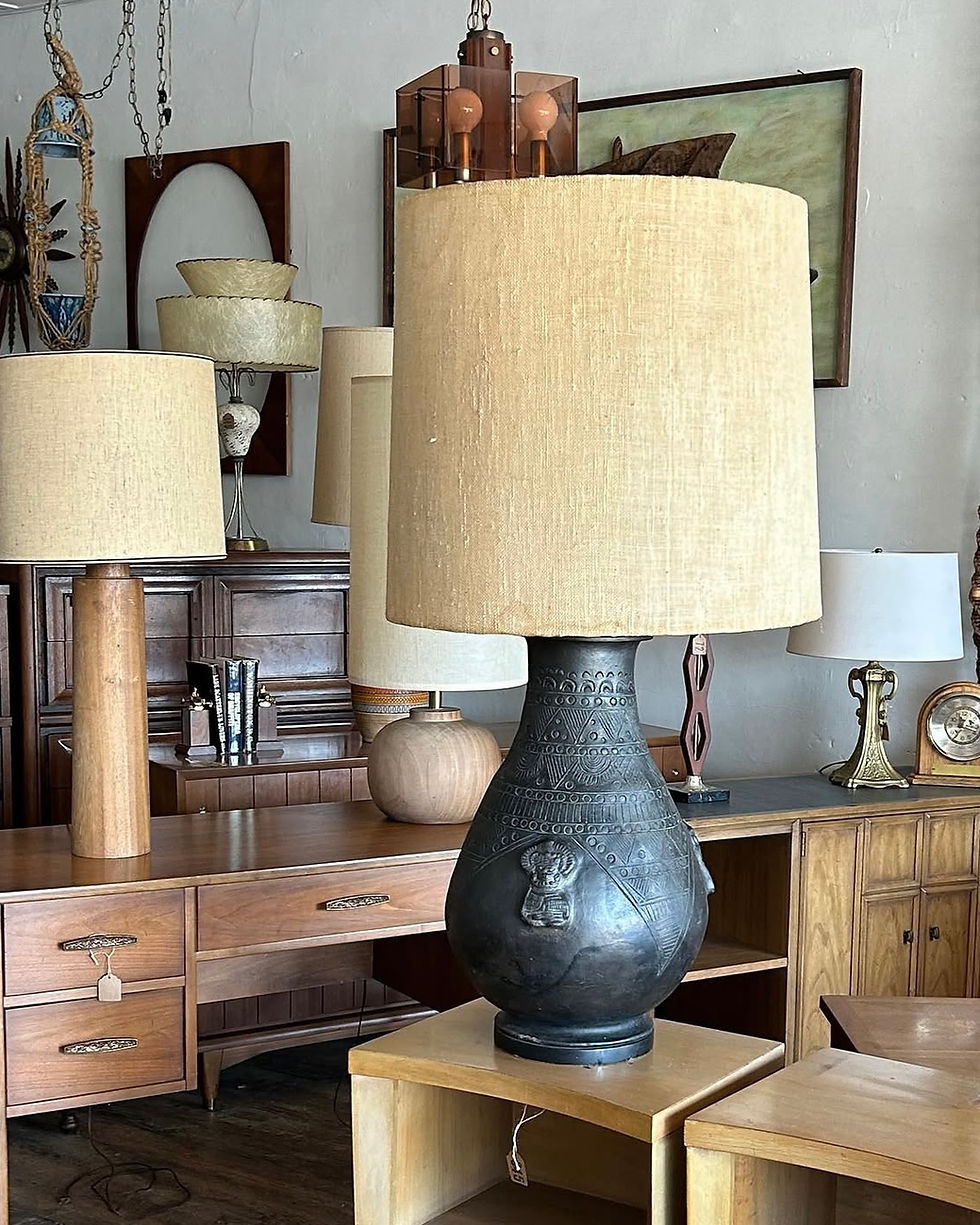 Thumbnail: Large Vintage Mayan Revival Lamp