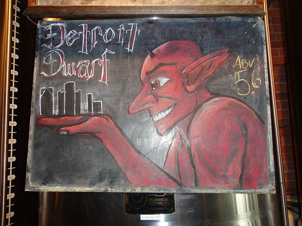 Nain Rouge in an ad in Detroit. By Fujiwara06 - Own work, CC BY-SA 3.0, https://commons.wikimedia.org/w/index.php?curid=16627304