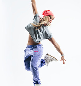 Blonde woman dancing