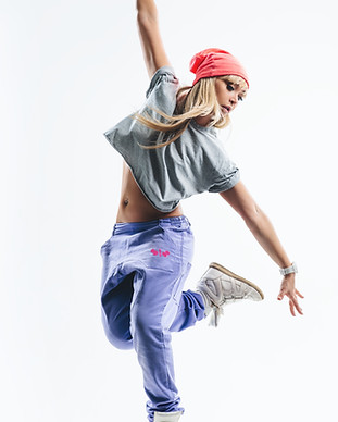 dancing in purple pants