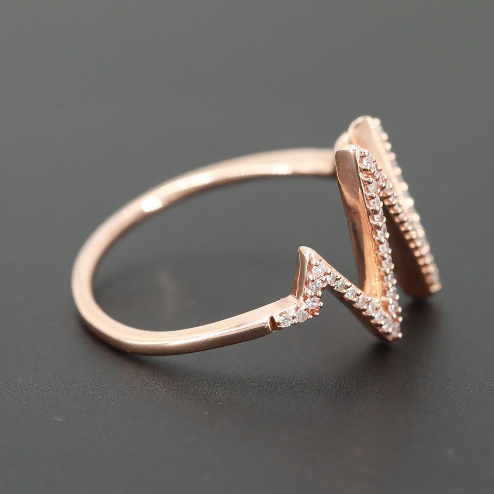 Thumbnail: Diamond Zigzag 10K Rose Gold Ring