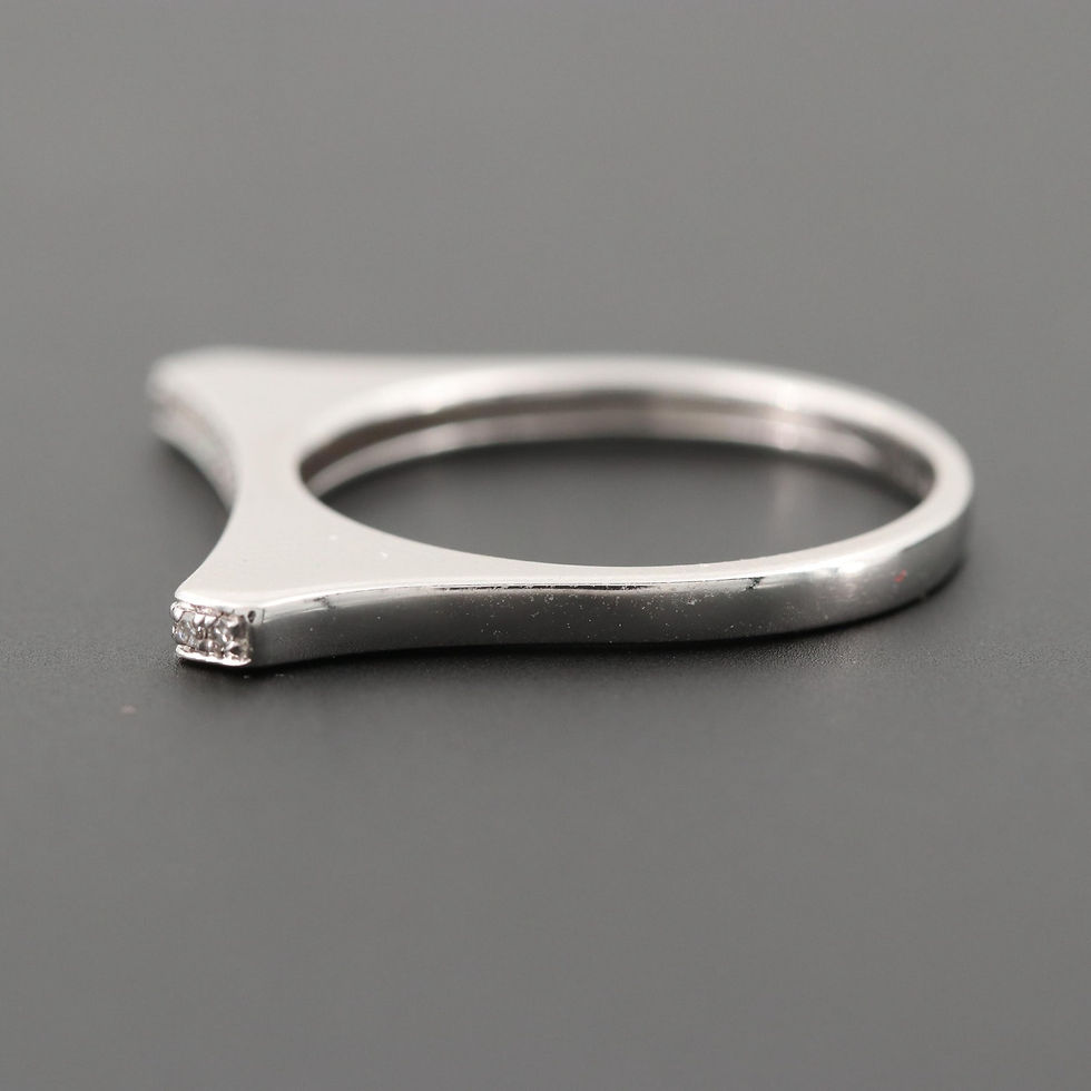 Thumbnail: U Diamond Bar Ring 14K White Gold