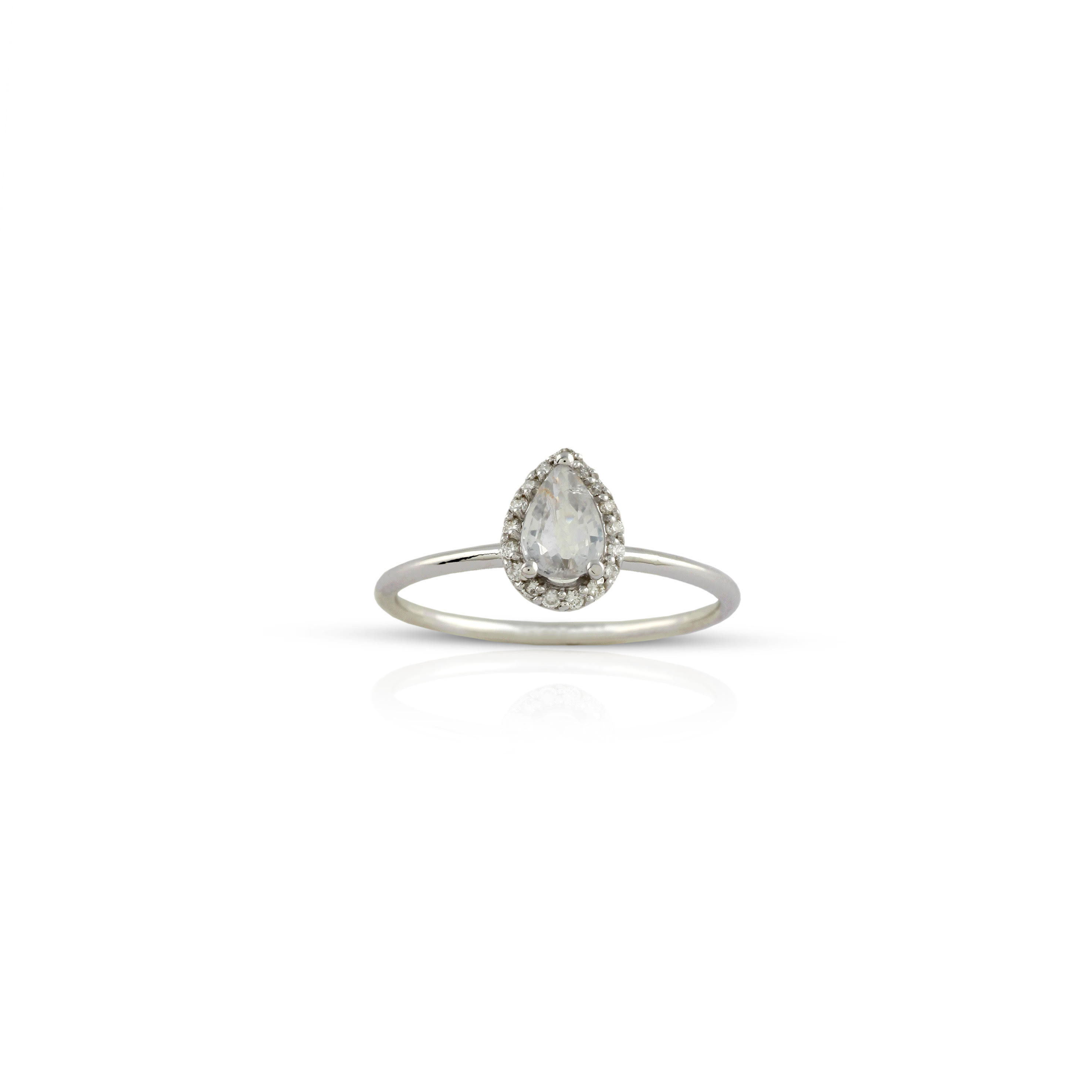 White Sapphire Tear Drop Ring