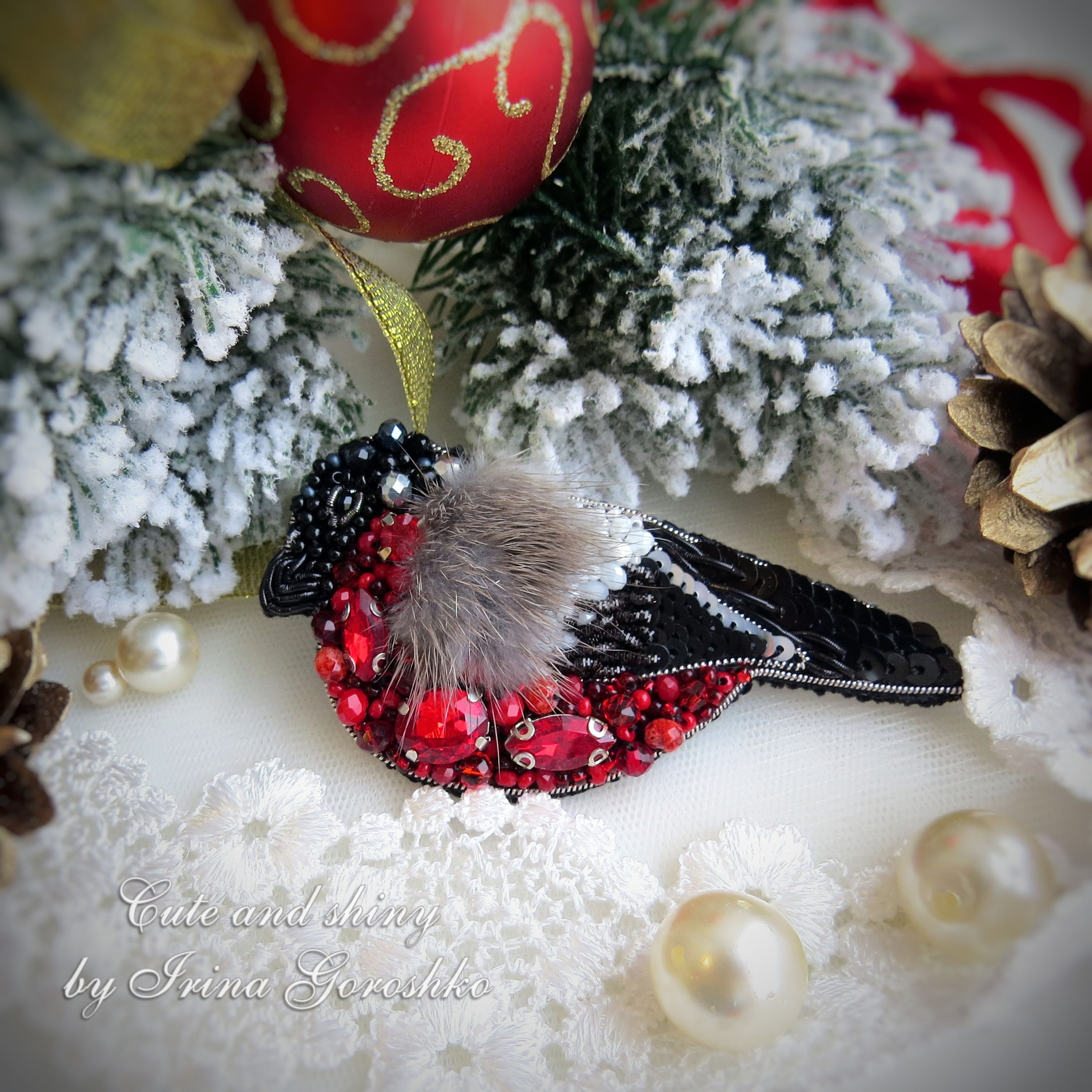Брошь "Снегирь" / Bullfinch Brooch