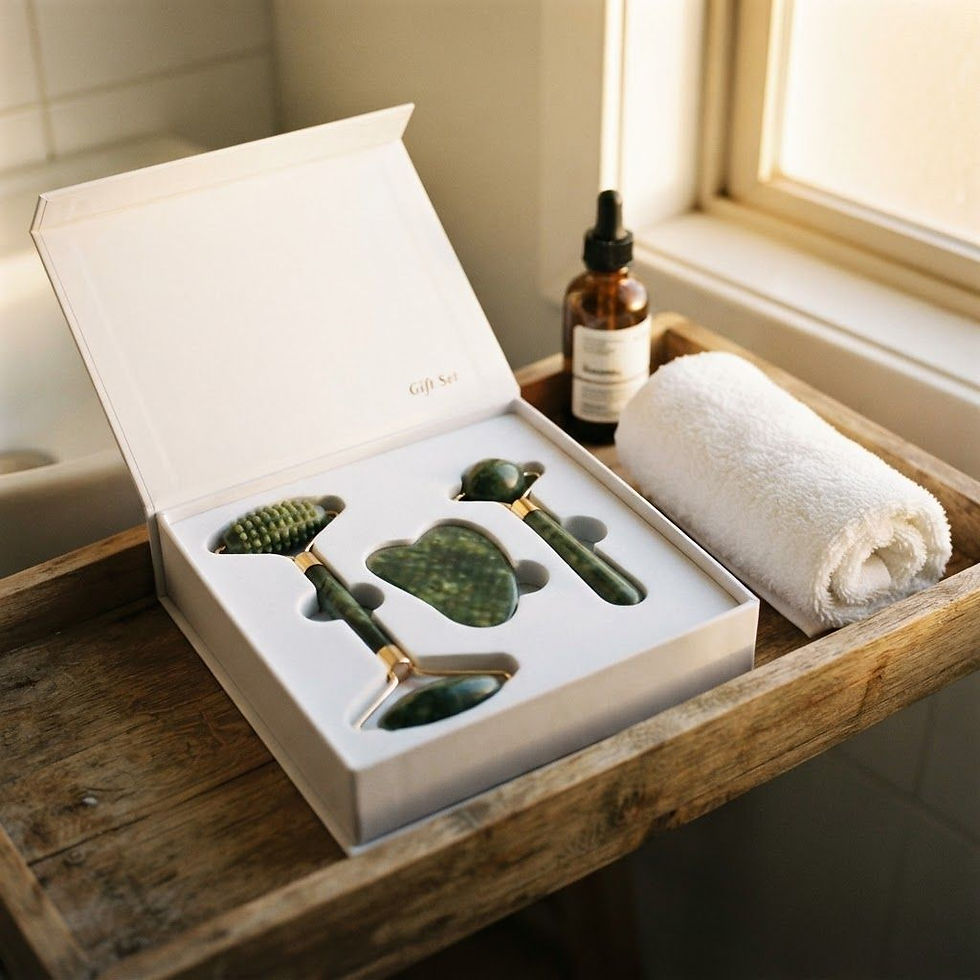 Thumbnail: Natural Jade Facial Roller Massage Set