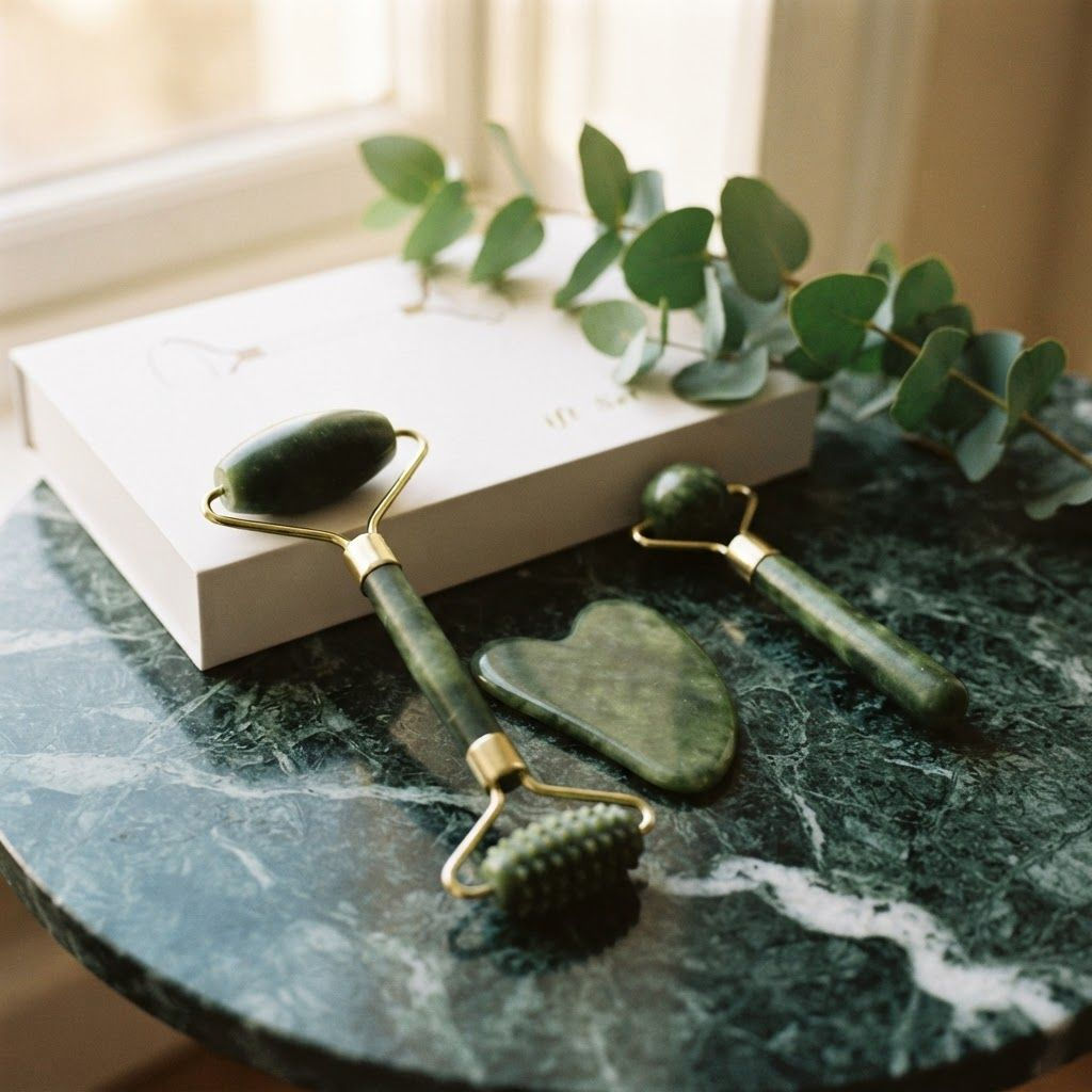 Natural Jade Facial Roller Massage Set
