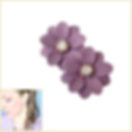 Cottage core set of dusty purple, metal, daisy-shaped earrings with a crystal center